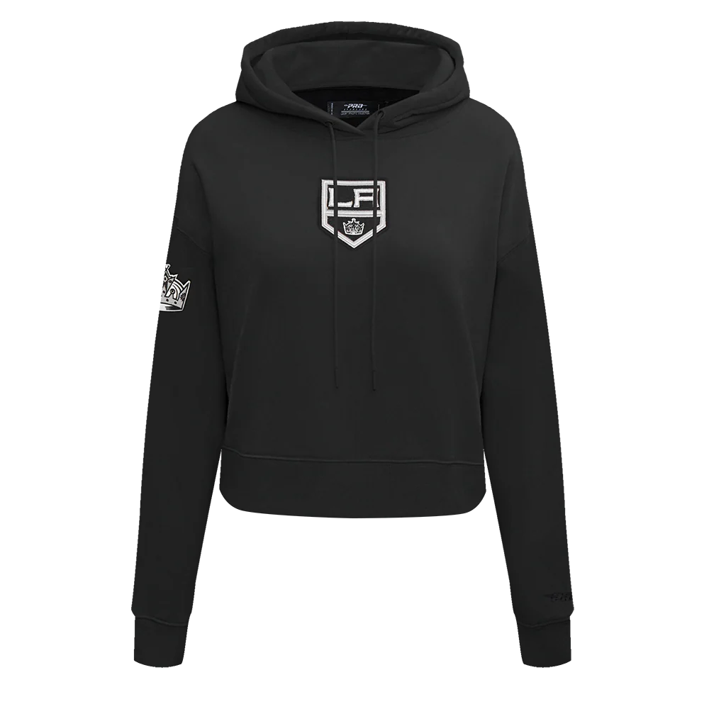 NHL LOS ANGELES KINGS CLASSIC WOMEN'S CROPPED PULLOVER HOODIE (BLACK)