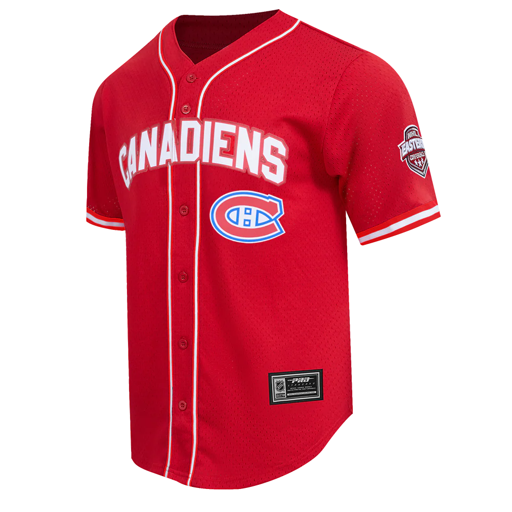 NHL MONTRÉAL CANADIENS CLASSIC MESH MEN'S BUTTON DOWN SHIRT (RED) - Image 2
