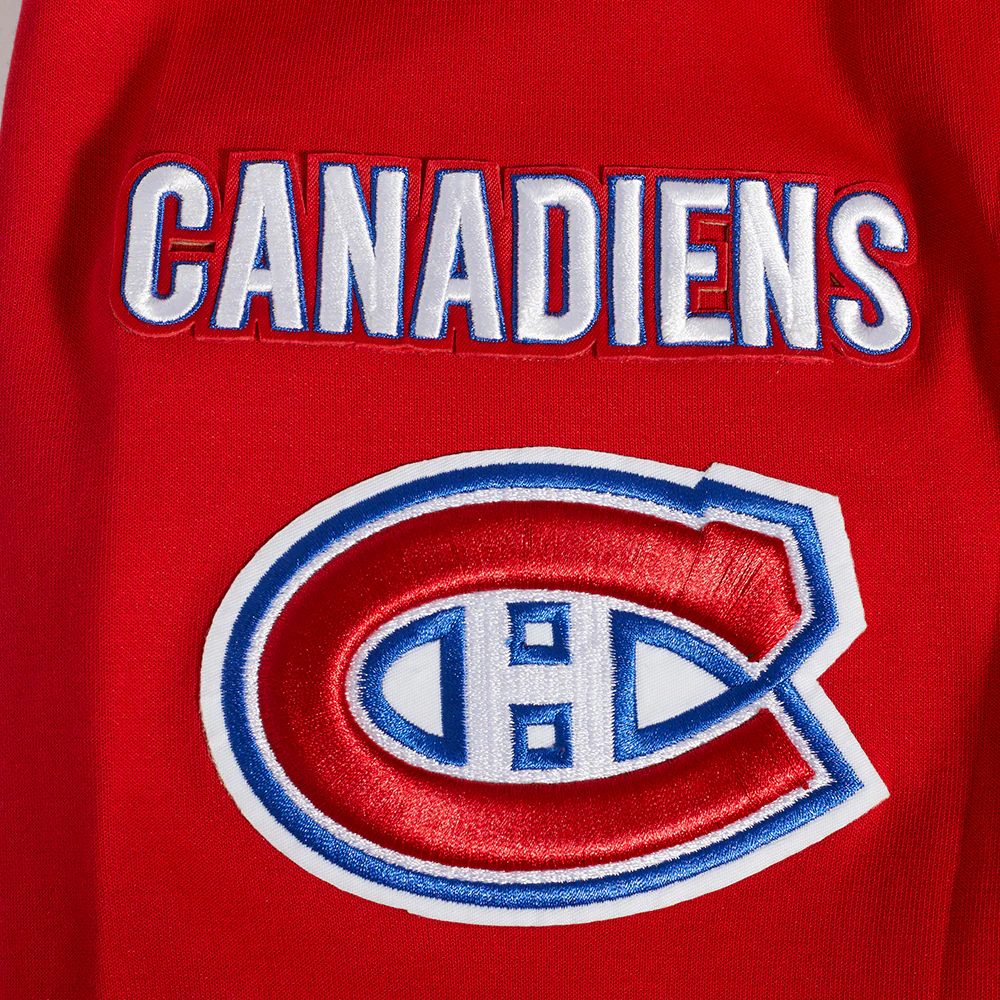 NHL MONTRÉAL CANADIENS CLASSIC CHENILLE MEN'S FULL ZIP DOUBLE KNIT PULLOVER HOODIE (RED) - Image 6