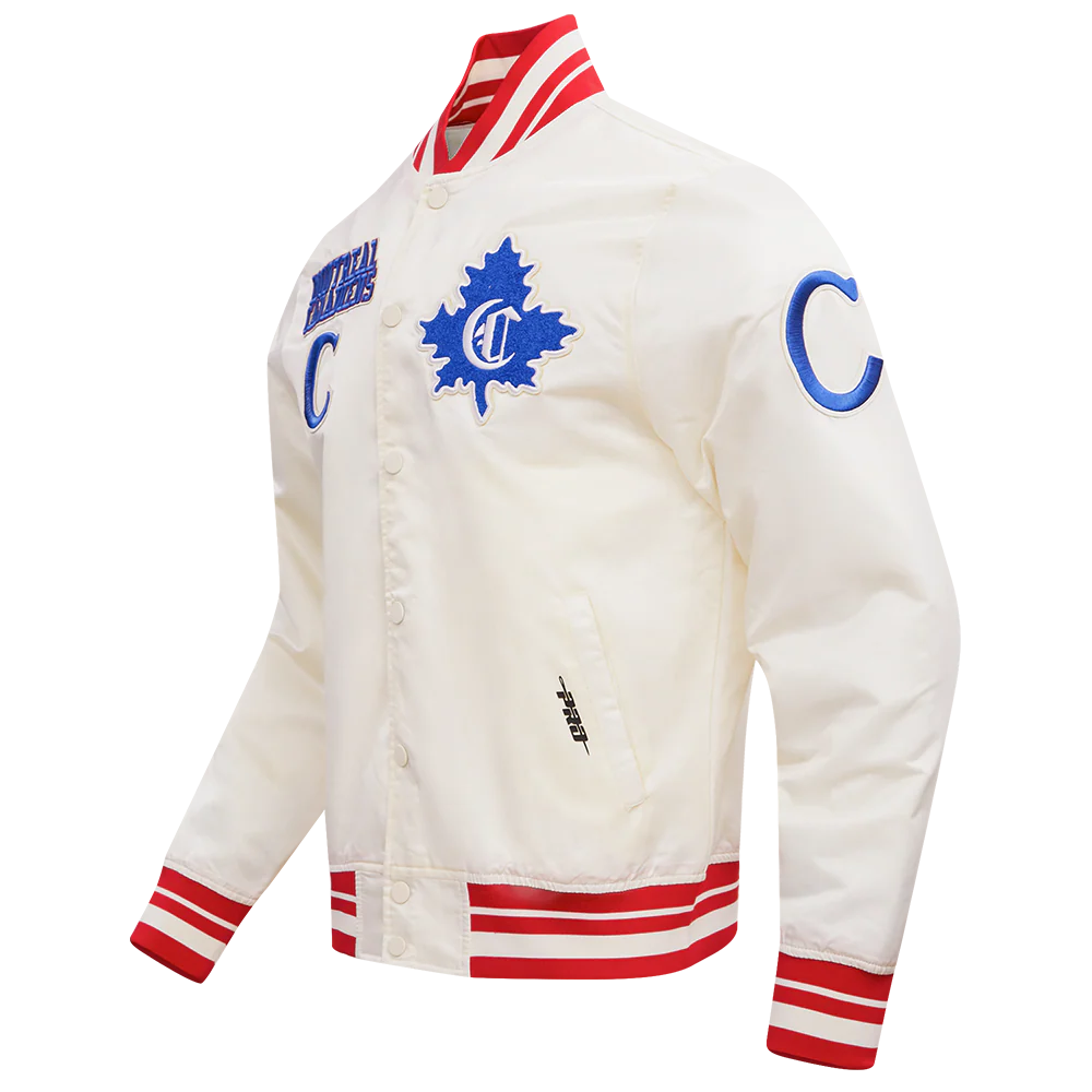 NHL MONTRÉAL CANADIENS RETRO CLASSIC MEN'S RIB SATIN JACKET (EGGSHELL/ RED) - Image 2