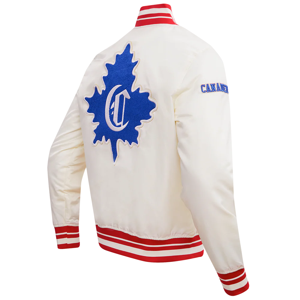 NHL MONTRÉAL CANADIENS RETRO CLASSIC MEN'S RIB SATIN JACKET (EGGSHELL/ RED) - Image 3
