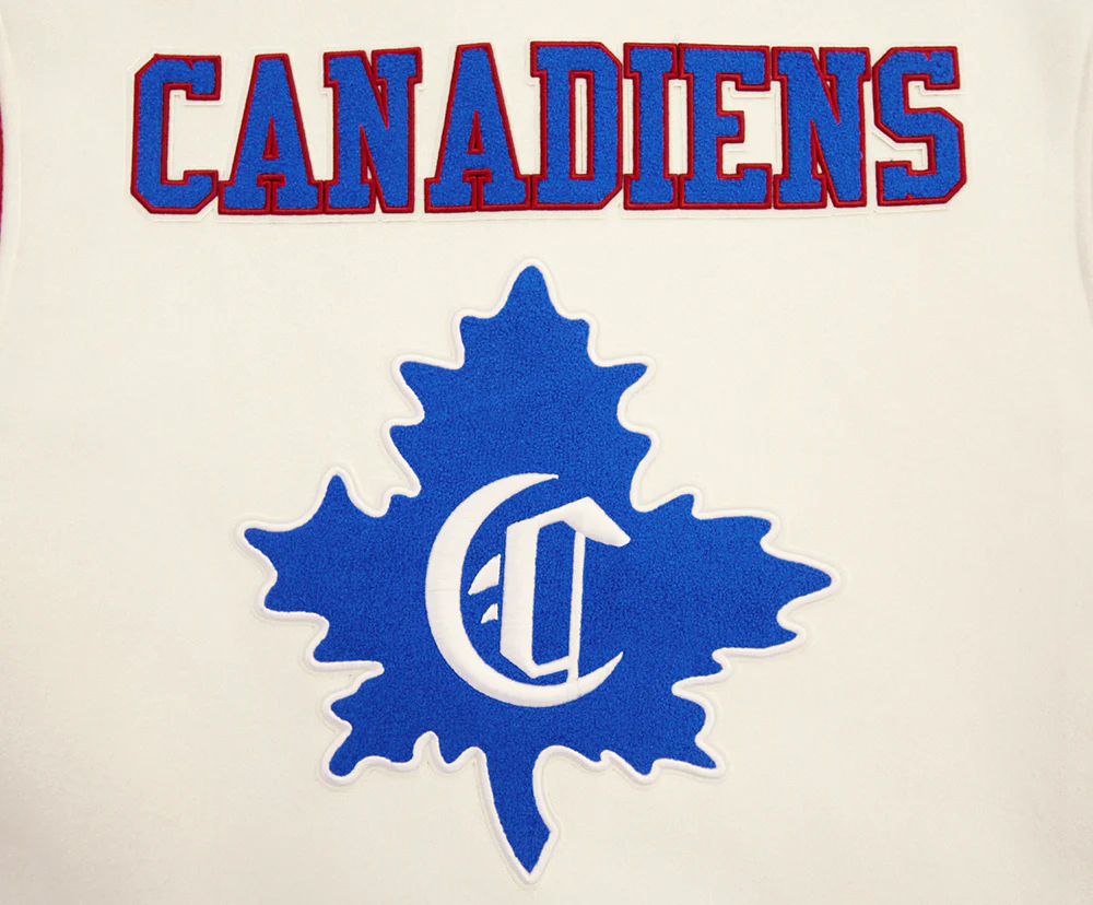 NHL MONTRÉAL CANADIENS RETRO CLASSIC MEN'S RIB WOOL VARSITY JACKET (EGGSHELL/ RED) - Image 5