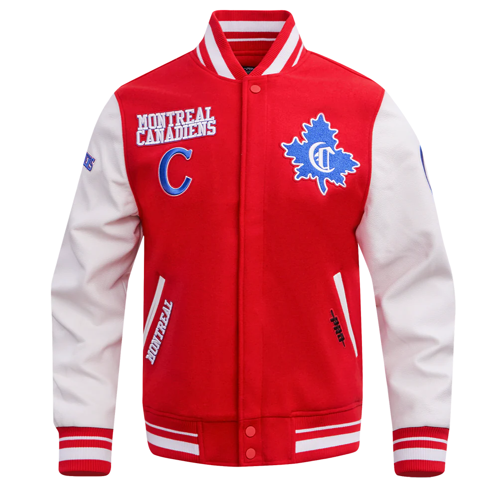 NHL MONTRÉAL CANADIENS RETRO CLASSIC MEN'S RIB WOOL VARSITY JACKET (RED/WHITE) - Image 11