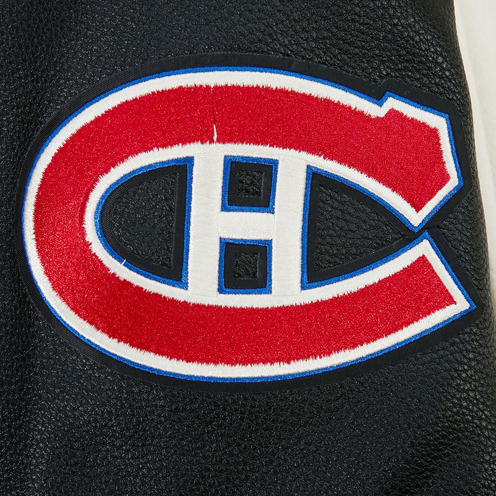 NHL MONTRÉAL CANADIENS MODERN ORIGINALS MEN'S RIB WOOL VARSITY JACKET (EGGSHELL/ BLACK) - Image 9