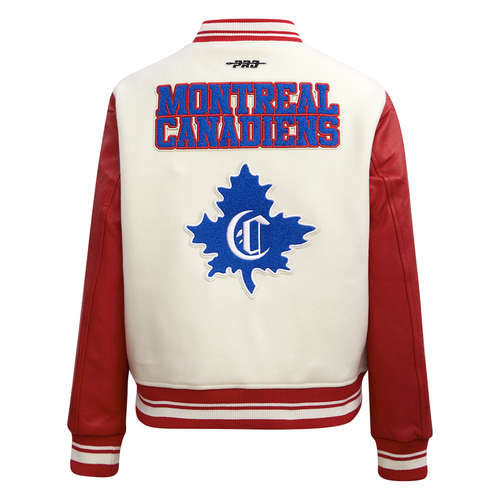 NHL MONTRÉAL CANADIENS RETRO CLASSIC WOMEN'S RIB WOOL VARSITY JACKET (EGGSHELL/ RED) - Image 4