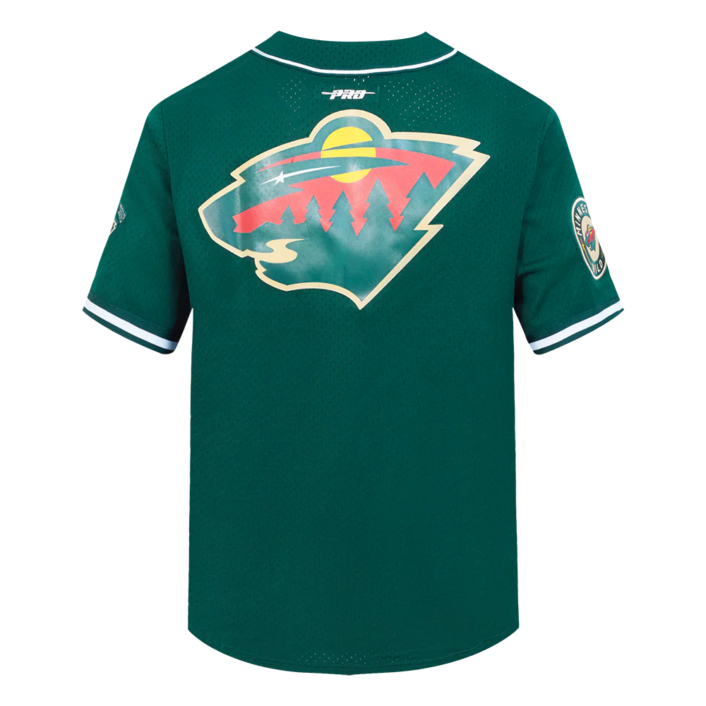 MINNESOTA WILD CLASSIC MESH MEN'S BUTTON DOWN SHIRT (FOREST GREEN) - Image 3