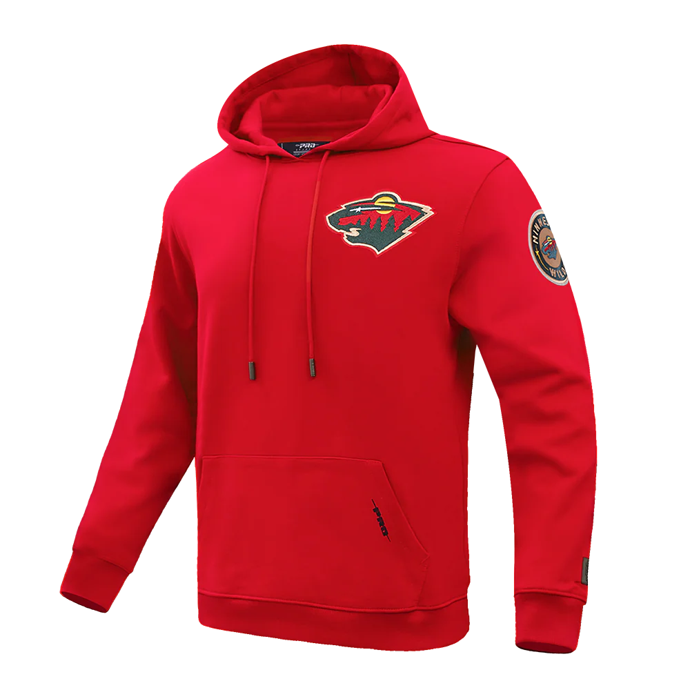 NHL MINNESOTA WILD CLASSIC CHENILLE MEN'S DOUBLE KNIT PULLOVER HOODIE (RED) - Image 2