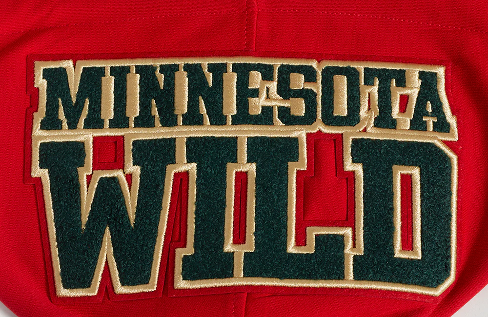NHL MINNESOTA WILD CLASSIC CHENILLE MEN'S DK FULL ZIP PULLOVER HOODIE (RED) - Image 7