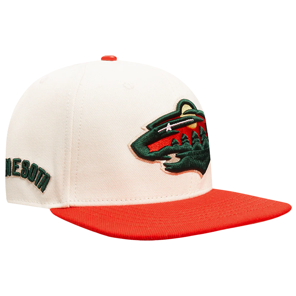 NHL MINNESOTA WILD RETRO CLASSIC UNISEX PRIMARY LOGO WOOL SNAPBACK HAT (EGGSHELL) - Image 2