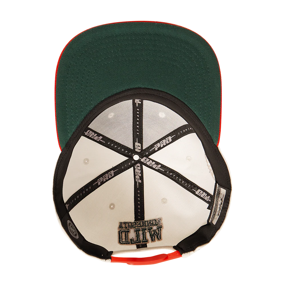 NHL MINNESOTA WILD RETRO CLASSIC UNISEX PRIMARY LOGO WOOL SNAPBACK HAT (EGGSHELL) - Image 6