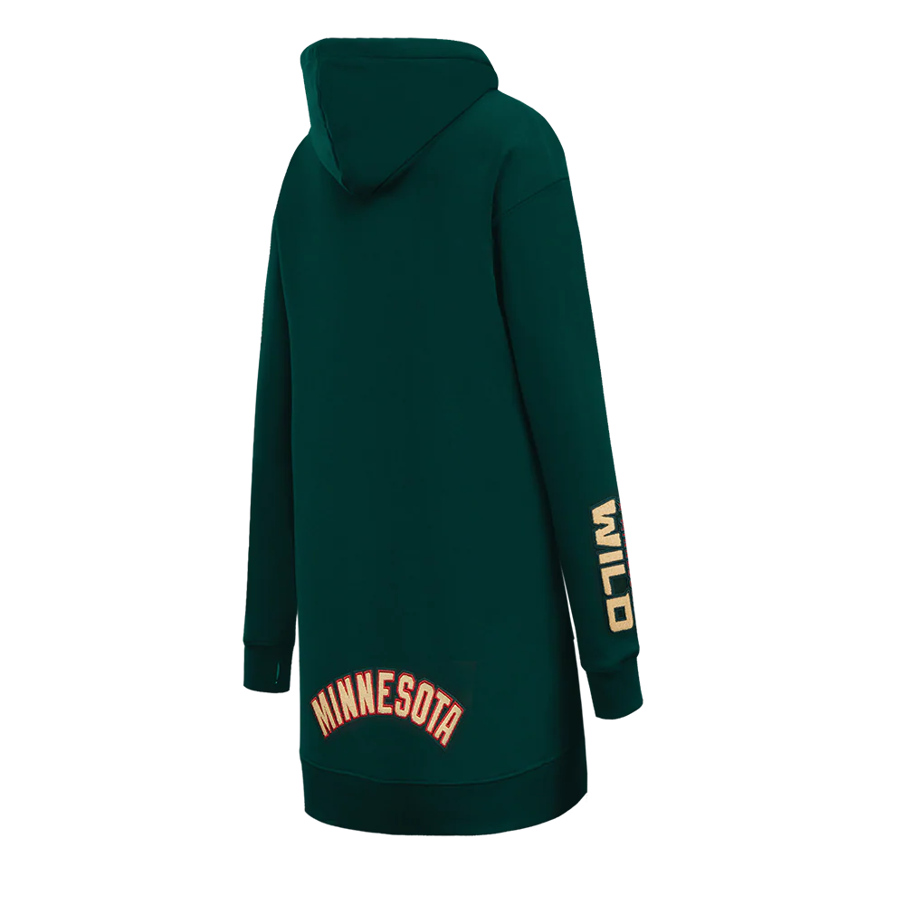 NHL MINNESOTA WILD CLASSIC WOMEN'S FLEECE HOODIE DRESS (FOREST GREEN) - Image 4