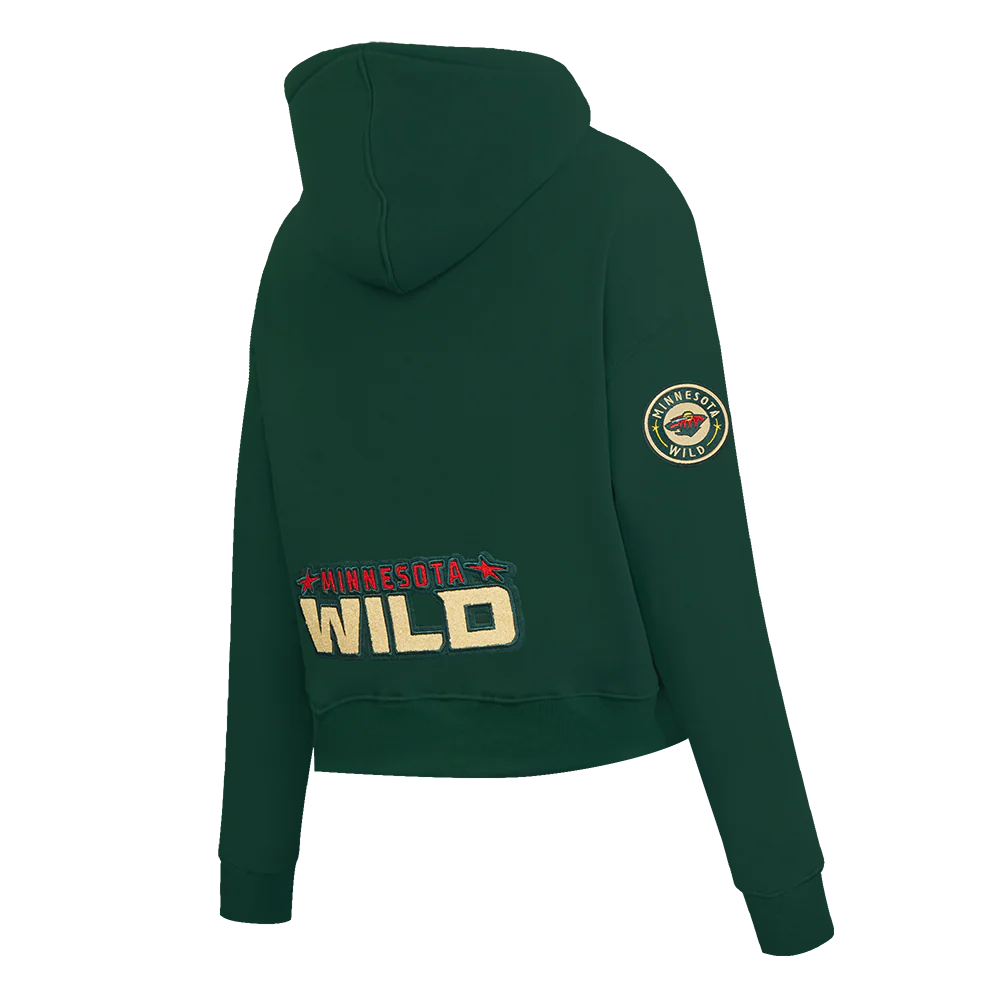 NHL MINNESOTA WILD CLASSIC WOMEN'S CROPPED FLEECE PULLOVER HOODIE (FOREST GREEN) - Image 4