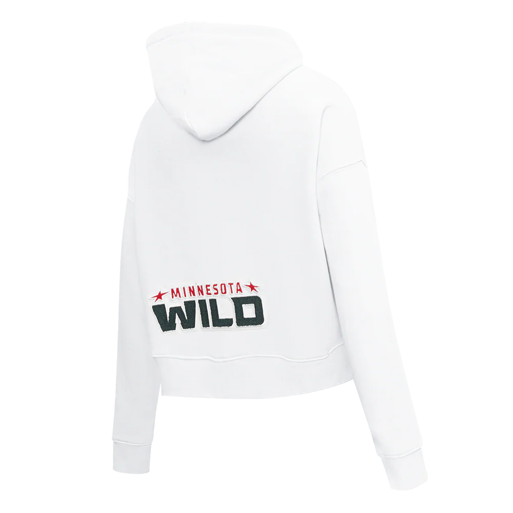 NHL MINNESOTA WILD CLASSIC WOMEN'S CROPPED FLEECE PULLOVER HOODIE (WHITE) - Image 4