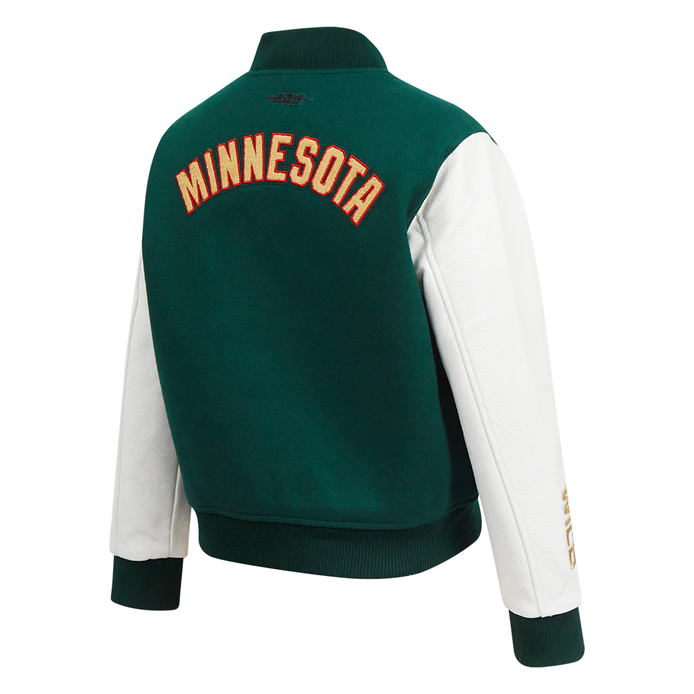 NHL MINNESOTA WILD CLASSIC WOMEN'S WOOL VARSITY JACKET (FOREST GREEN/WHITE) - Image 4