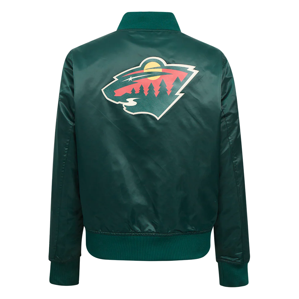 NHL MINNESOTA WILD CLASSIC WOMEN'S SATIN JACKET (FOREST GREEN) - Image 3