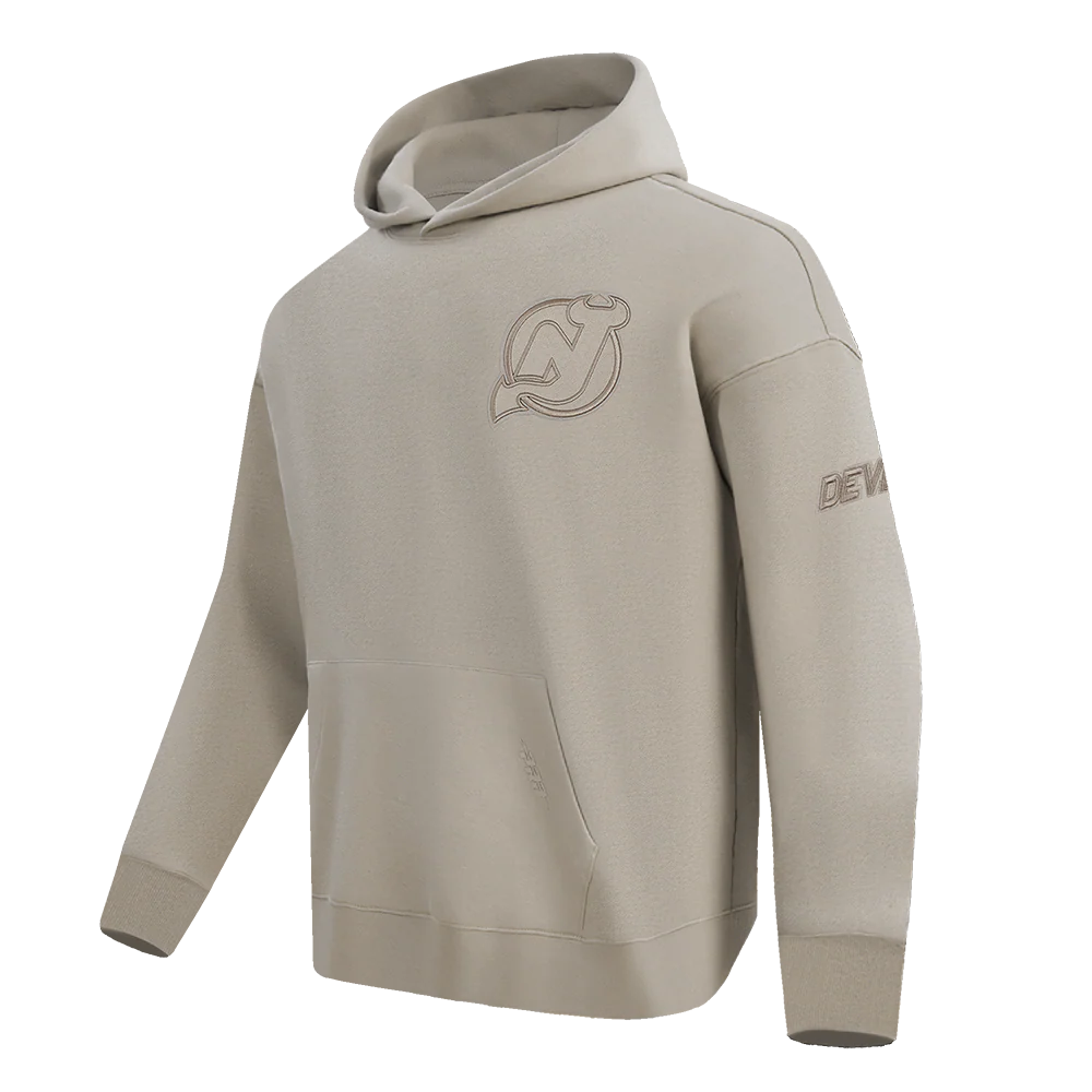 NHL NEW JERSEY DEVILS NEUTRAL MEN'S DROP SHOULDER PULLOVER HOODIE (TAUPE) - Image 2