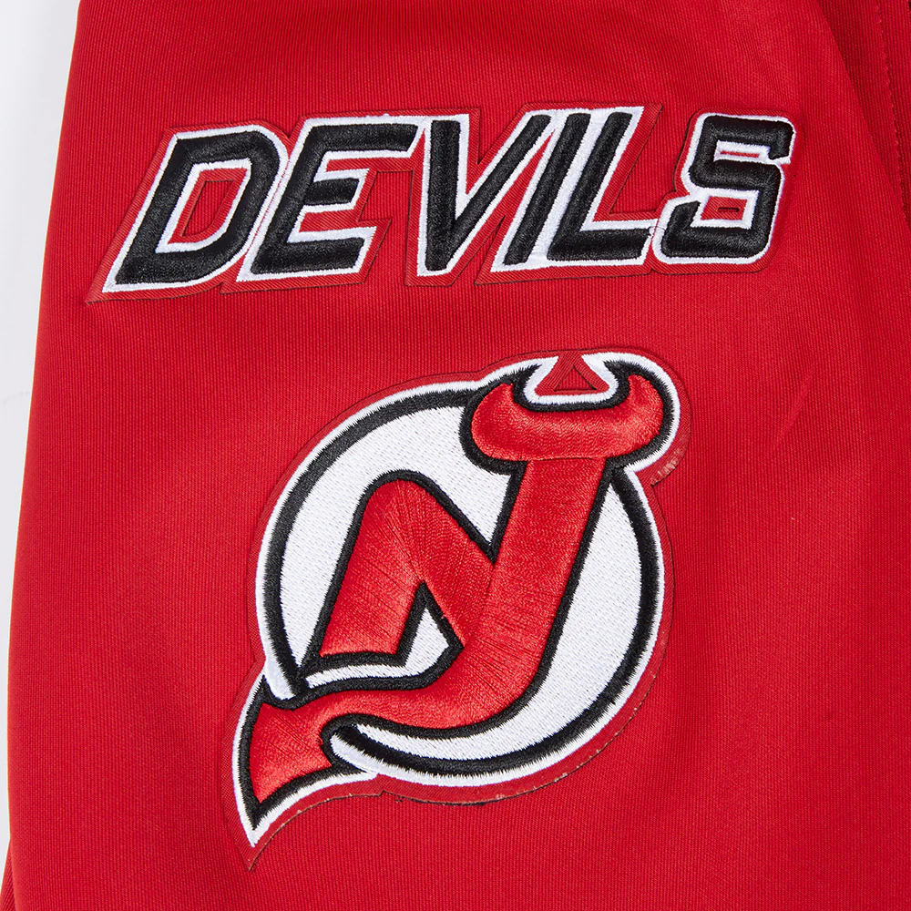 NHL NEW JERSEY DEVILS CLASSIC CHENILLE MEN'S DOUBLE KNIT TRACK JACKET (RED/BLACK) - Image 6