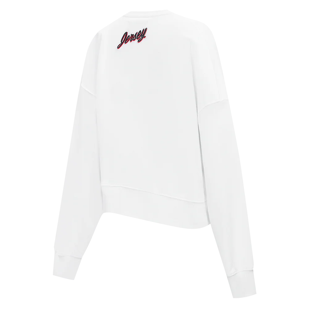 NHL NEW JERSEY DEVILS CLASSIC WOMEN'S FLEECE CREWNECK (WHITE) - Image 4