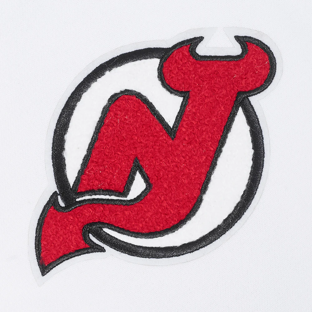 NHL NEW JERSEY DEVILS CLASSIC WOMEN'S FLEECE CROPPED PULLOVER HOODIE (WHITE) - Image 5