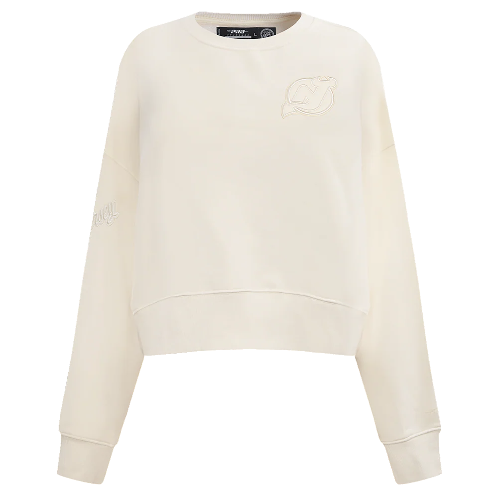 NHL NEW JERSEY DEVILS NEUTRAL WOMEN'S CREWNECK (EGGSHELL)