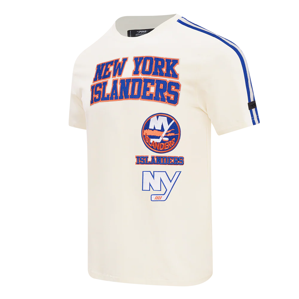 NHL NEW YORK ISLANDERS RETRO CLASSIC MEN'S STRIPED TEE (EGGSHELL/ROYAL BLUE) - Image 2