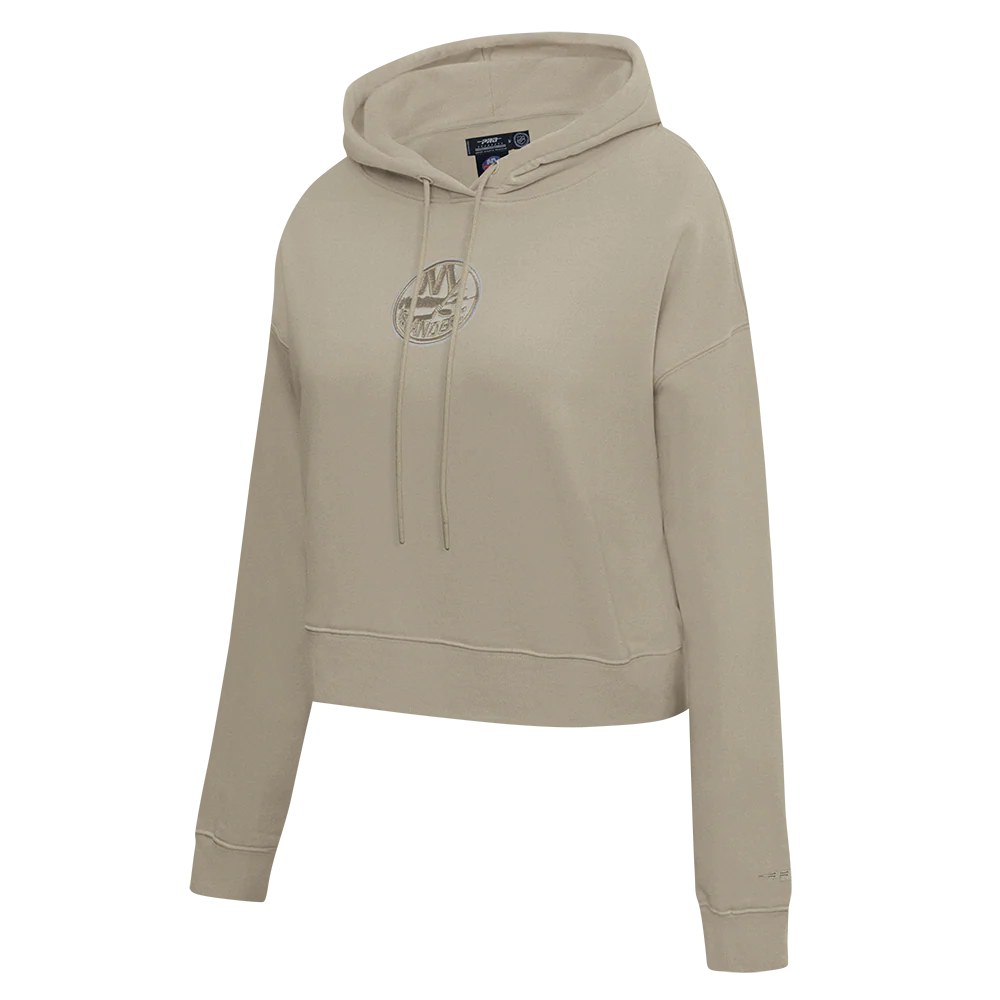 NHL NEW YORK ISLANDERS NEURAL WOMEN'S CROPPED FLC PO HOODIE (TAUPE) - Image 2