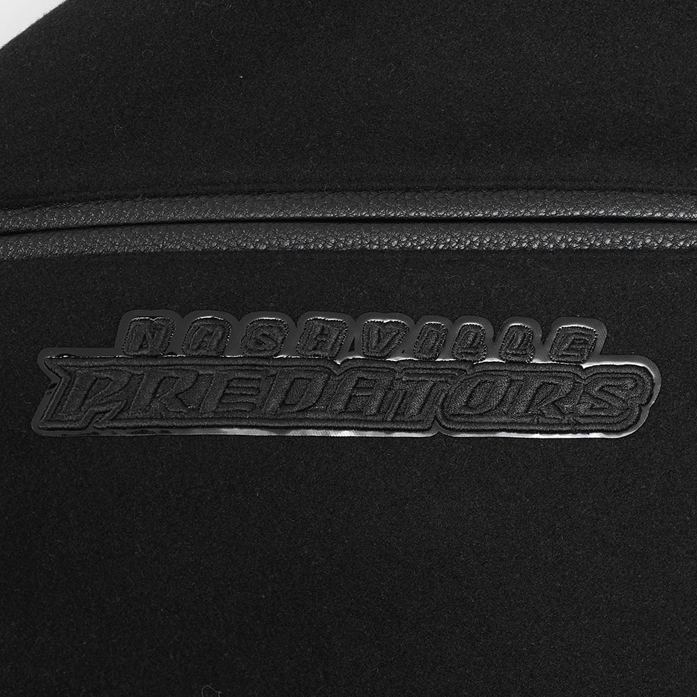 NHL NASHVILLE PREDATORS TRIPLE BLACK MEN'S WOOL VARSITY JACKET (TRIPLE BLACK) - Image 5