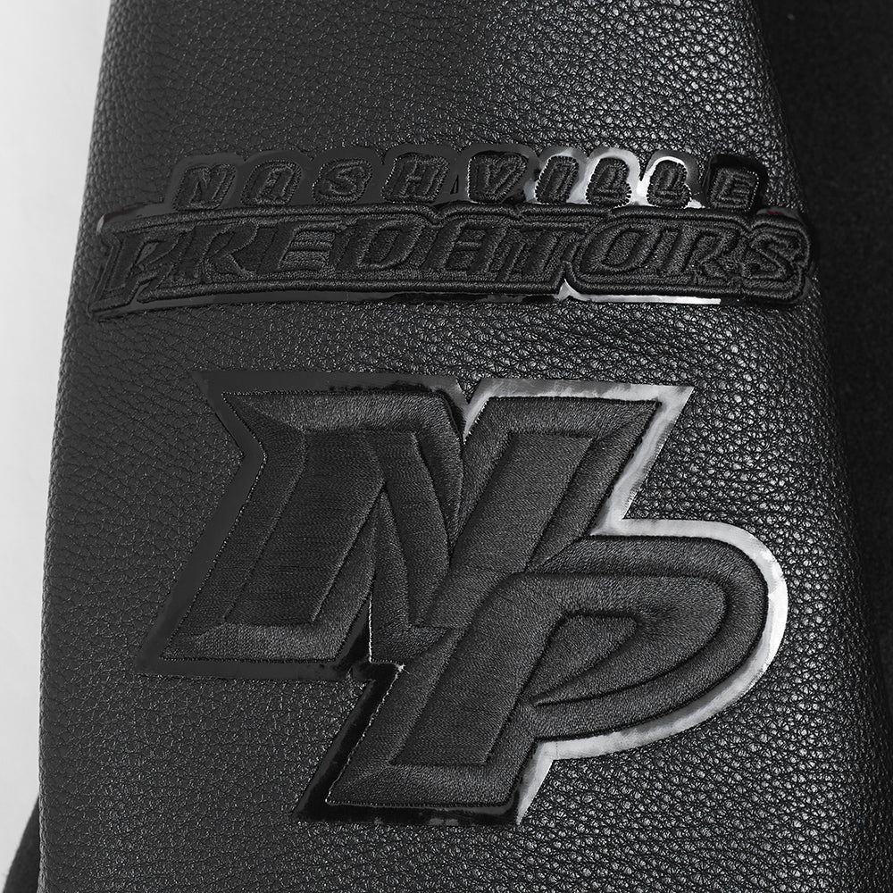 NHL NASHVILLE PREDATORS TRIPLE BLACK MEN'S WOOL VARSITY JACKET (TRIPLE BLACK) - Image 9
