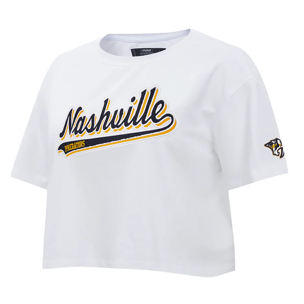 NHL NASHVILLE PREDATORS SCRIPT TAIL WOMEN'S SJ BOXY TEE (WHITE) - Image 2