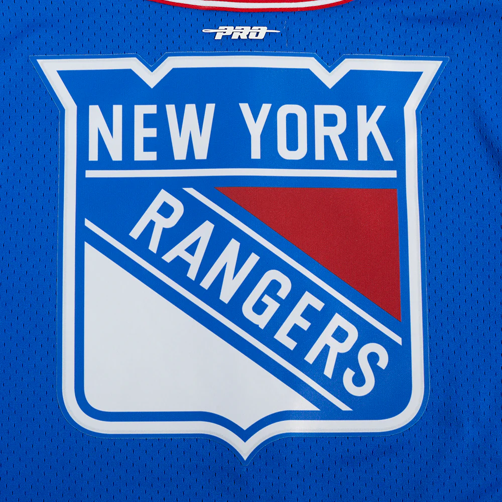 NHL NEW YORK RANGERS SCRIPT TAIL MEN'S MESH BUTTON DOWN SHIRT (ROYAL BLUE/RED) - Image 8