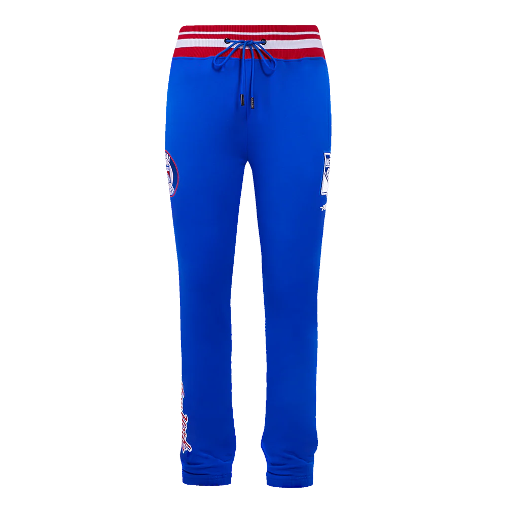 NHL NEW YORK RANGERS SCRIPT TAIL MEN'S RIB FLEECE SWEATPANT (ROYAL BLUE/RED) - Image 2