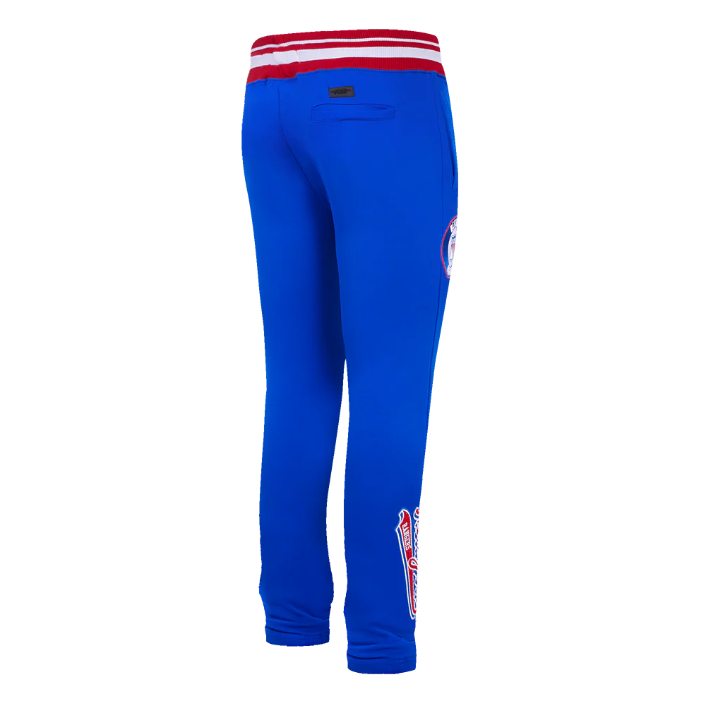 NHL NEW YORK RANGERS SCRIPT TAIL MEN'S RIB FLEECE SWEATPANT (ROYAL BLUE/RED) - Image 4