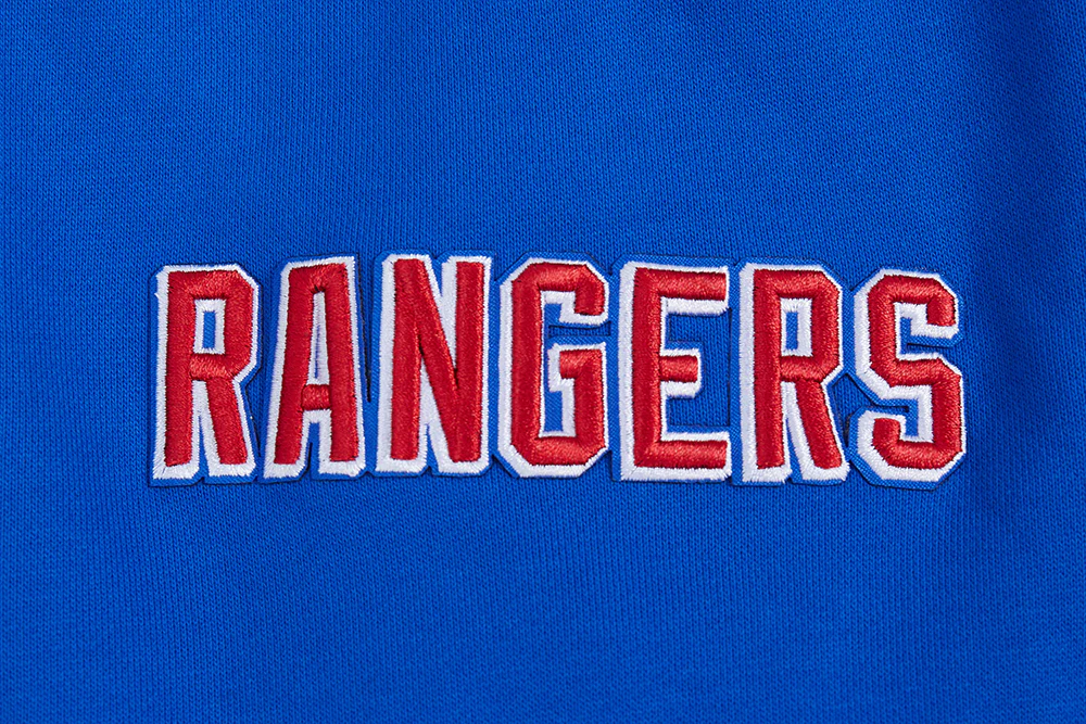 NHL NEW YORK RANGERS SCRIPT TAIL MEN'S RIB FLEECE PULLOVER HOODIE (ROYAL BLUE/RED) - Image 8