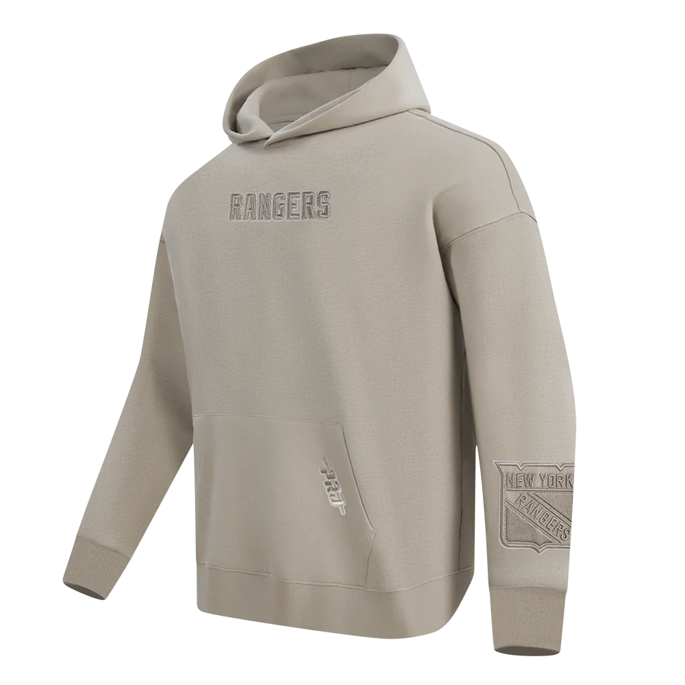 NHL NEW YORK RANGERS WINGSPAN MEN'S DROP SHOULDER FLEECE PULLOVER HOODIE (TAUPE) - Image 4