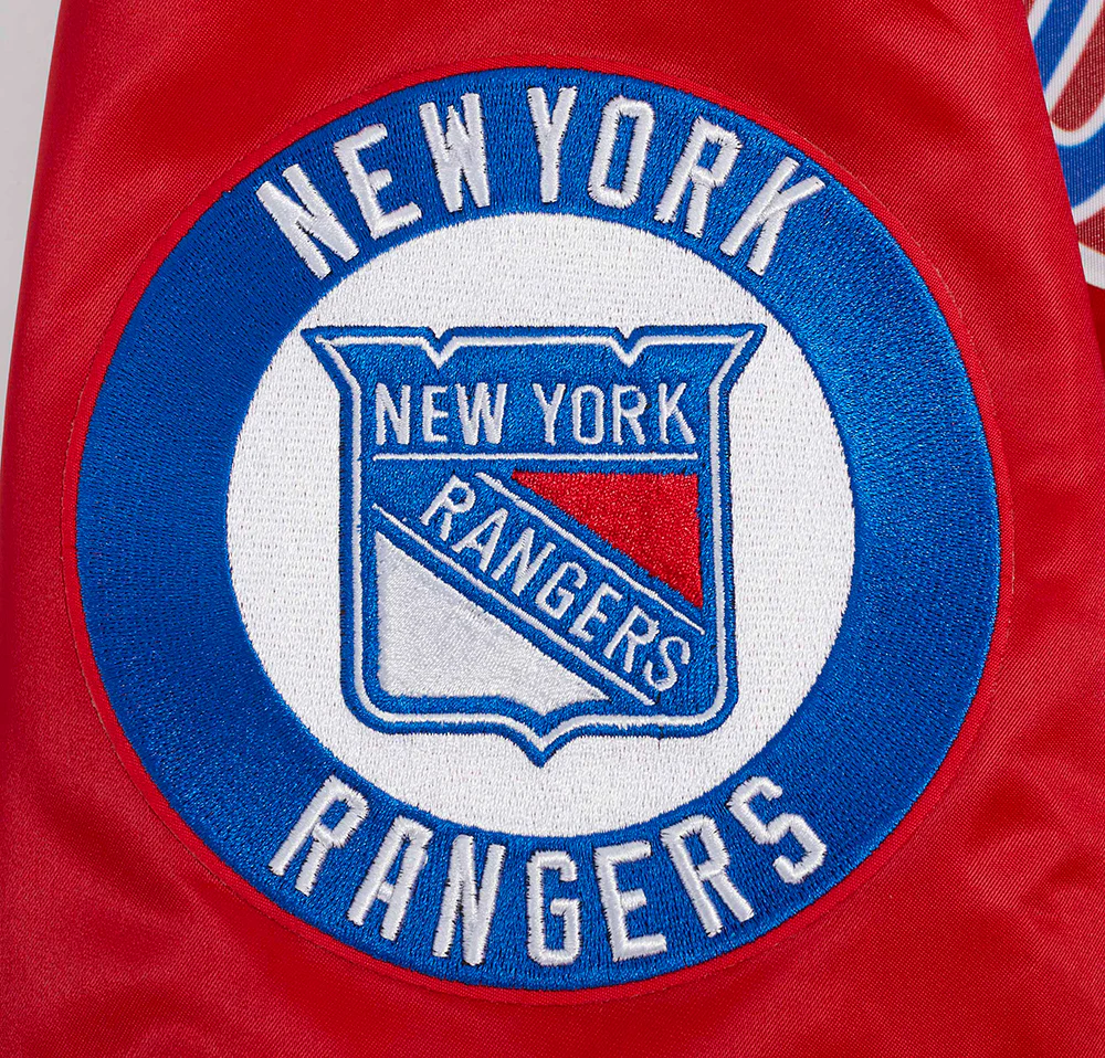 NHL NEW YORK RANGERS SCRIPT TAIL MEN'S SATIN JACKET (RED) - Image 6
