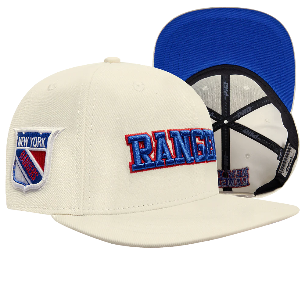 NHL NEW YORK RANGERS RETRO CLASSIC UNISEX WORDMARK LOGO WOOL SNAPBACK (EGGSHELL) - Image 8