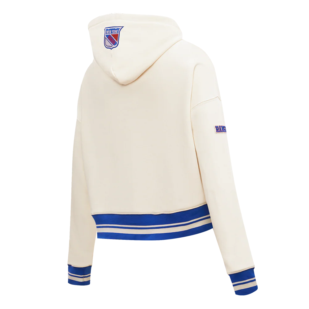 NHL NEW YORK RANGERS RETRO CLASSIC WOMEN'S RIB CROPPED PULLOVER HOODIE (EGGSHELL/ROYAL BLUE) - Image 11