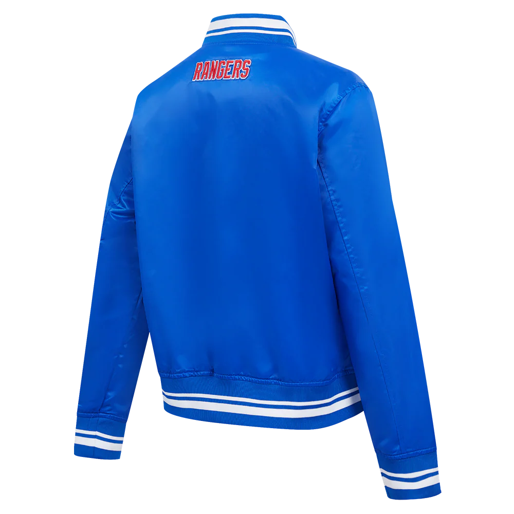 NHL NEW YORK RANGERS SCRIPT TAIL WOMEN'S SATIN JACKET (ROYAL BLUE) - Image 4