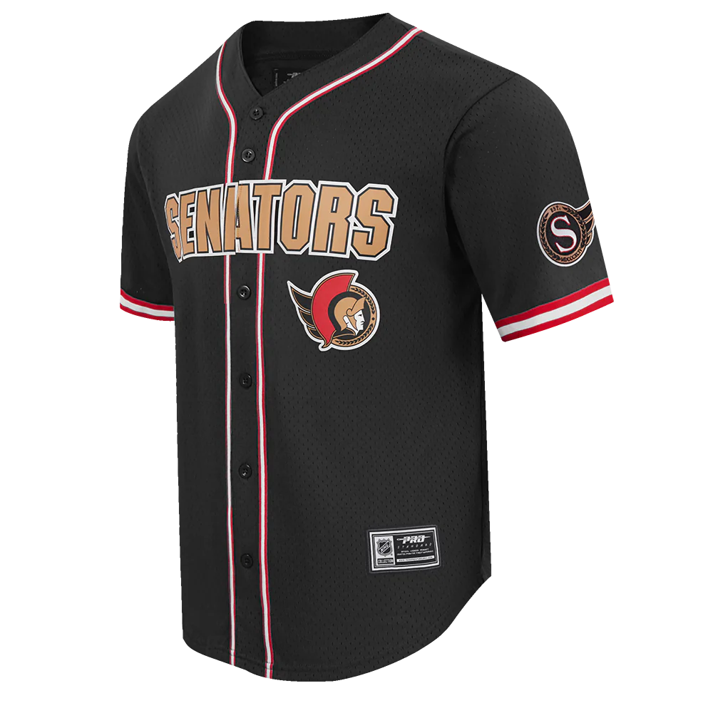 NHL OTTAWA SENATORS CLASSIC MESH MEN'S BUTTON DOWN SHIRT (BLACK/RED) - Image 3