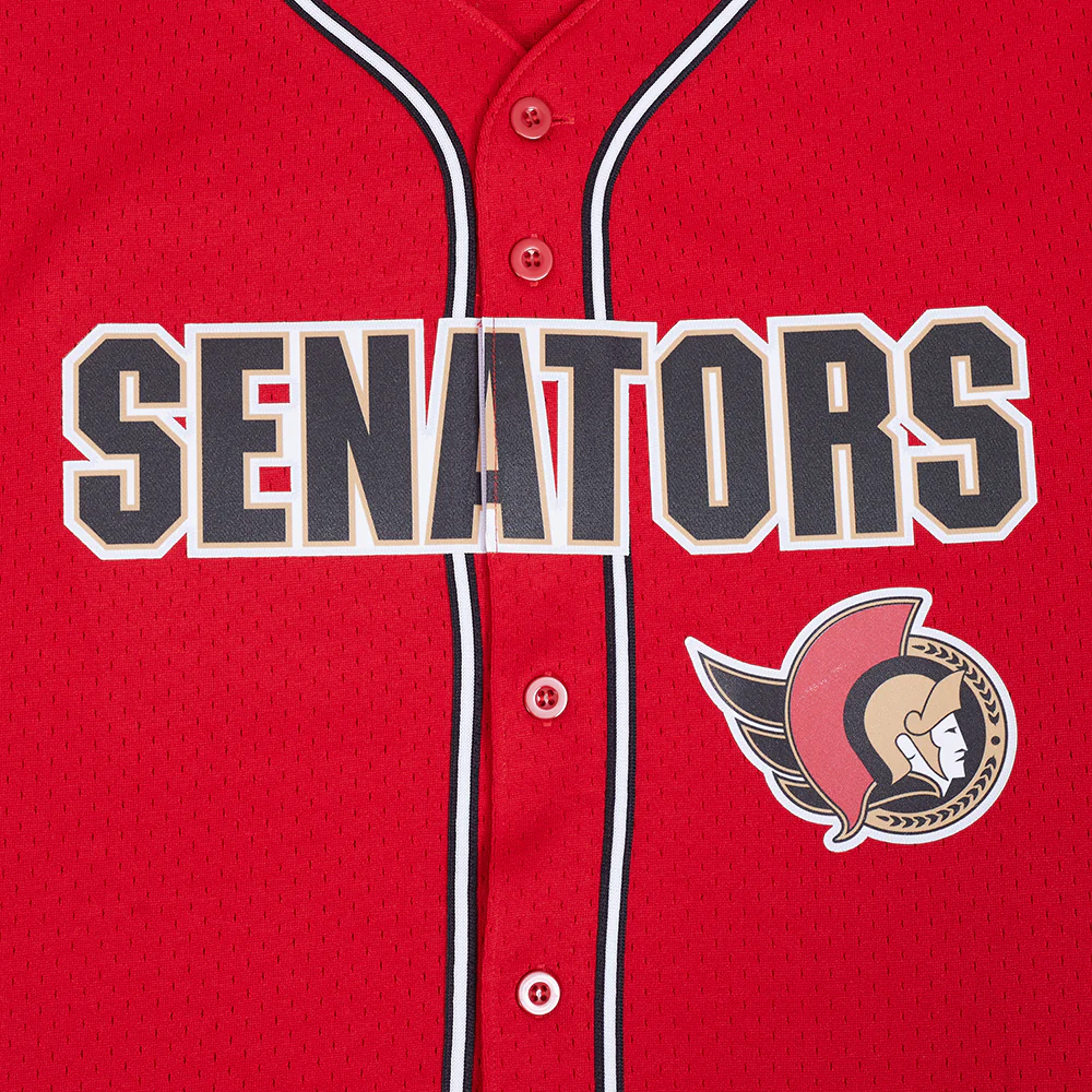 NHL OTTAWA SENATORS CLASSIC MESH MEN'S BUTTON DOWN SHIRT (RED/BLACK) - Image 5