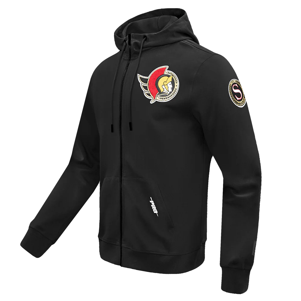 NHL OTTAWA SENATORS CLASSIC CHENILLE MEN'S DK FZ PO HOODIE (BLACK) - Image 2