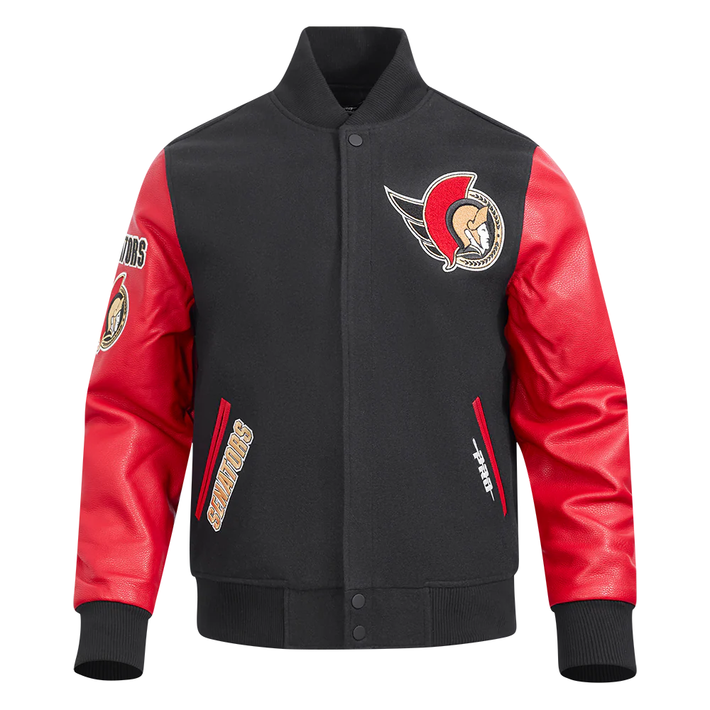 NHL OTTAWA SENATORS CLASSIC MEN'S WOOL VARSITY JACKET (BLACK/RED)