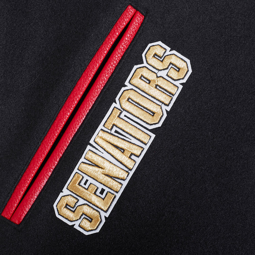 NHL OTTAWA SENATORS CLASSIC MEN'S WOOL VARSITY JACKET (BLACK/RED) - Image 6