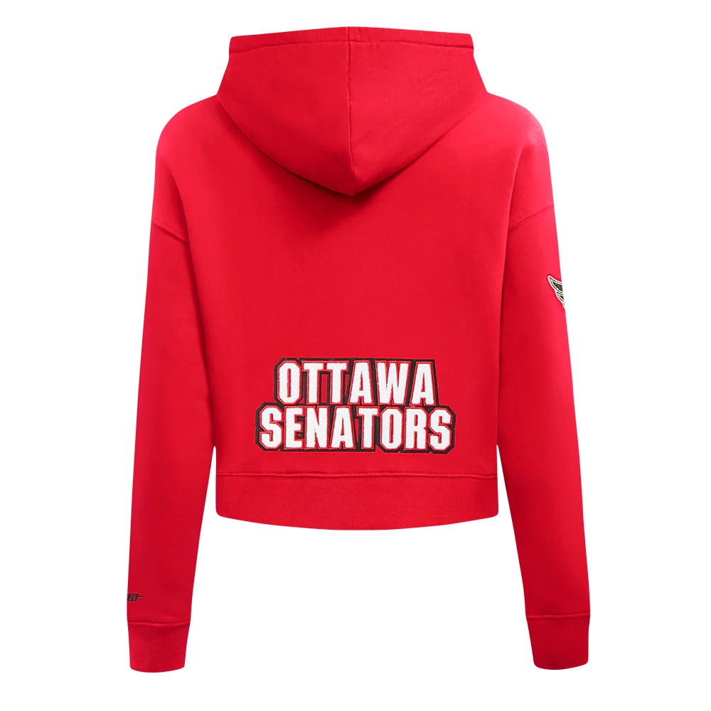 NHL OTTAWA SENATORS CLASSIC WOMEN'S FLC CROPPED PO HOODIE (RED) - Image 3