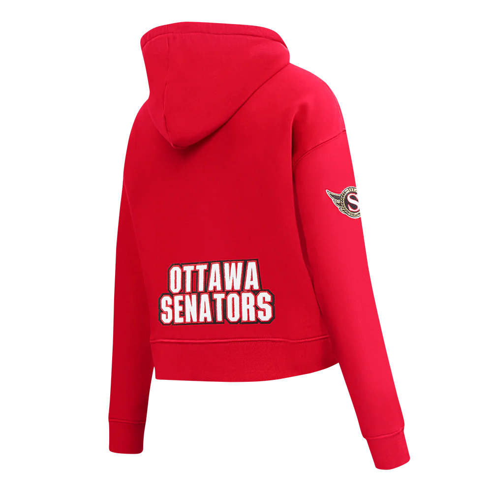 NHL OTTAWA SENATORS CLASSIC WOMEN'S FLC CROPPED PO HOODIE (RED) - Image 4