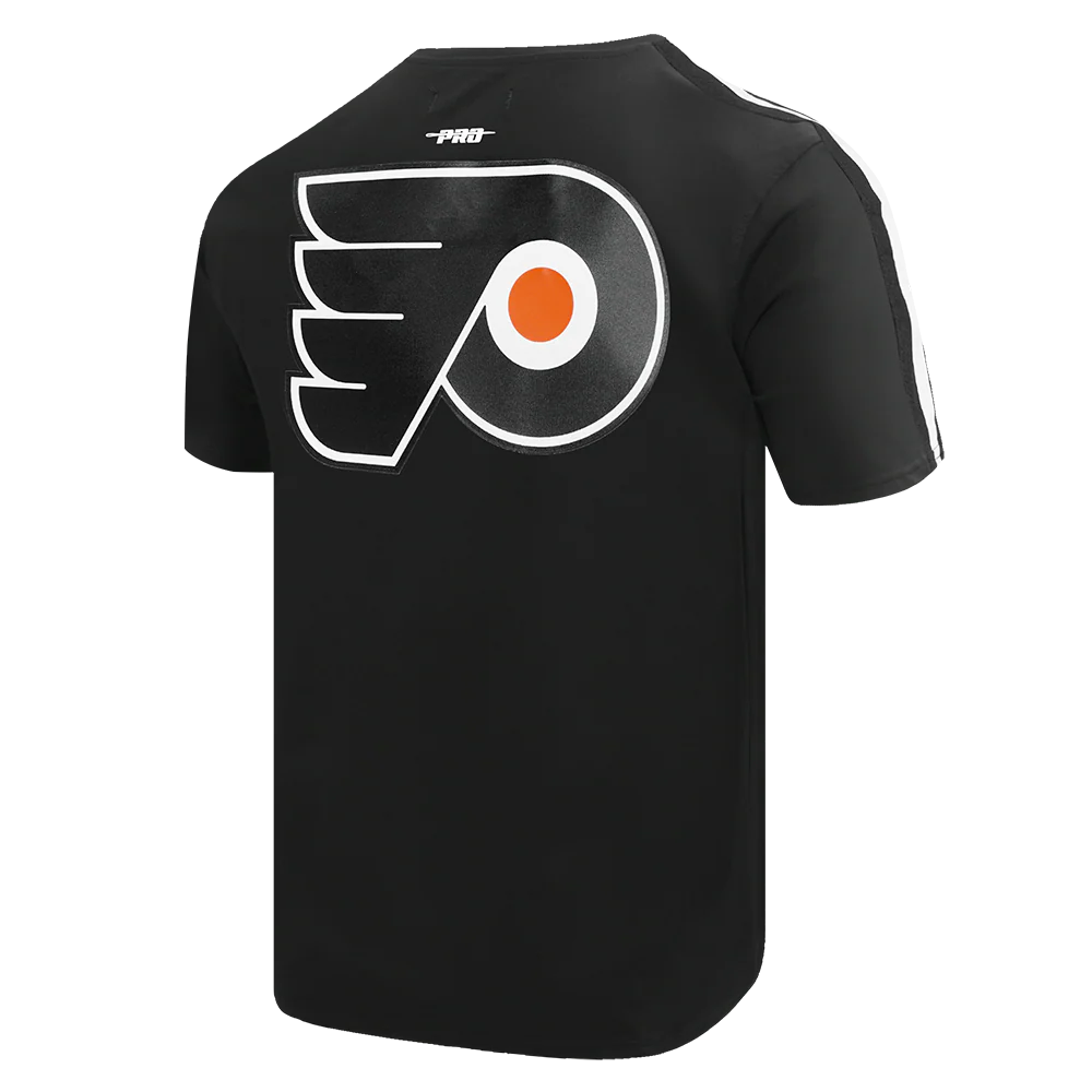 NHL PHILADELPHIA FLYERS CLASSIC MEN'S MESH SINGLE JERSEY STRIPED TEE (BLACK) - Image 4