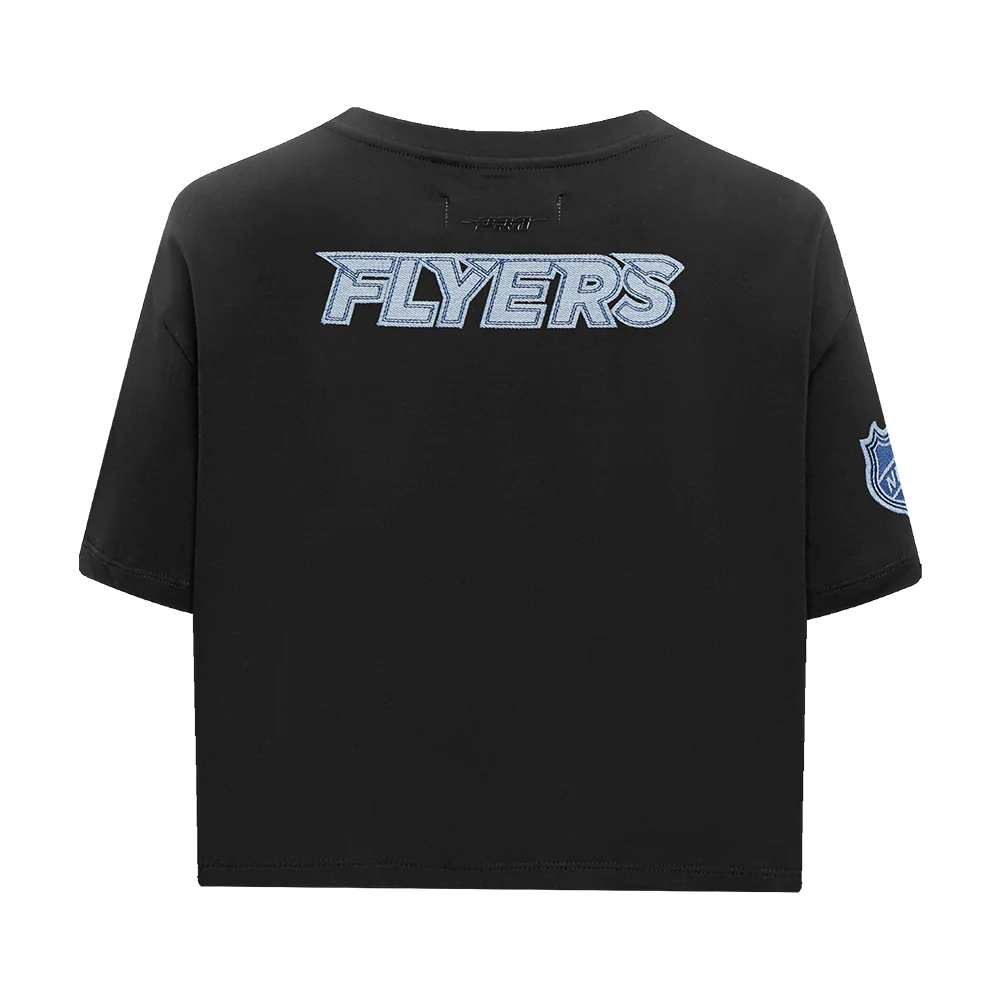 NHL PHILADELPHIA FLYERS VARSITY BLUES WOMEN'S BOXY TEE (BLACK) - Image 3
