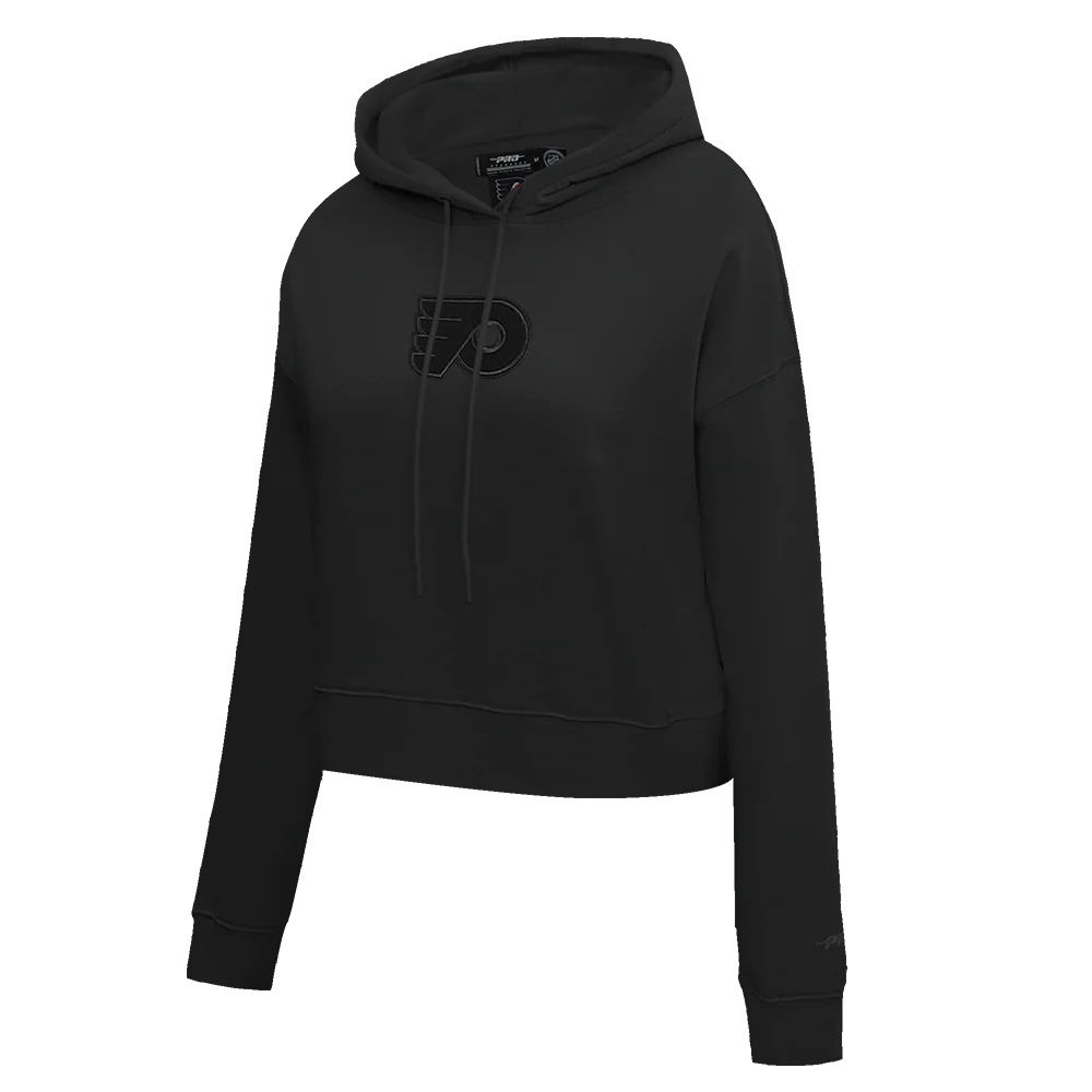 NHL PHILADELPHIA FLYERS NEUTRAL WOMEN'S CROPPED PULLOVER HOODIE (BLACK) - Image 2