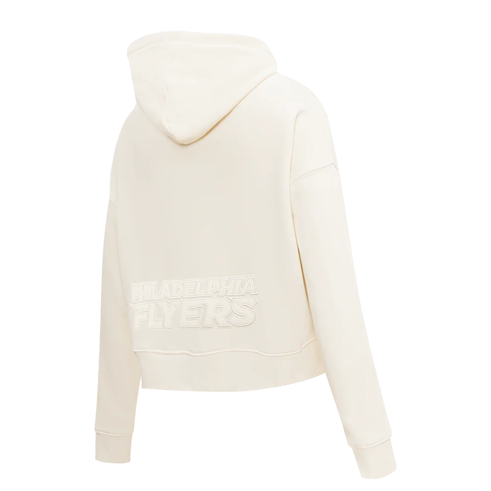 NHL PHILADELPHIA FLYERS NEUTRAL WOMEN'S CROPPED PULLOVER HOODIE (EGGSHELL) - Image 4