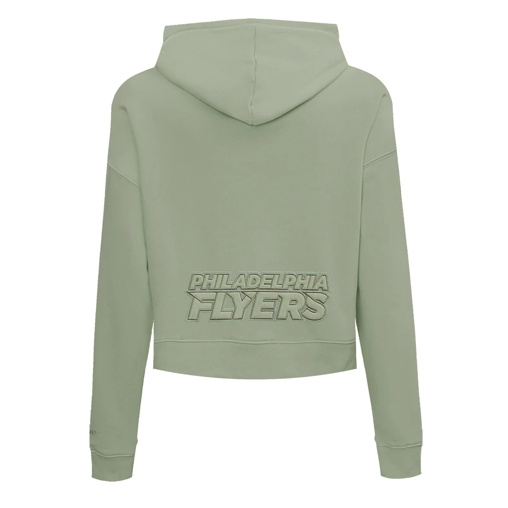 NHL PHILADELPHIA FLYERS NEUTRAL CROPPED FLEECE PULLOVER HOODIE (MOSS) - Image 3